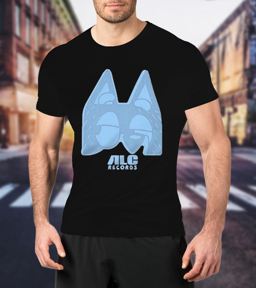 ALC Records Store Blue Cartoon Face Seasons Change T-Shirt