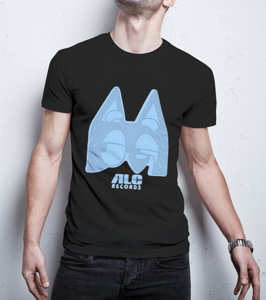 ALC Records Store Blue Cartoon Face Seasons Change T-Shirt