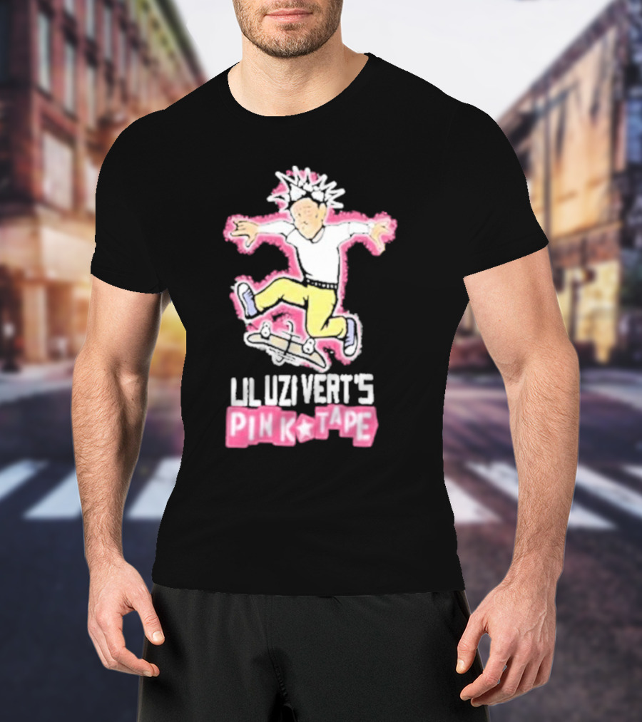 Lil Uzi Vert’s Pink Tape Skateboard Animation T-Shirt