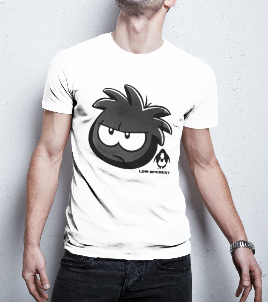 Low Interest Puffle Grumpy Face With Penguin T-Shirt