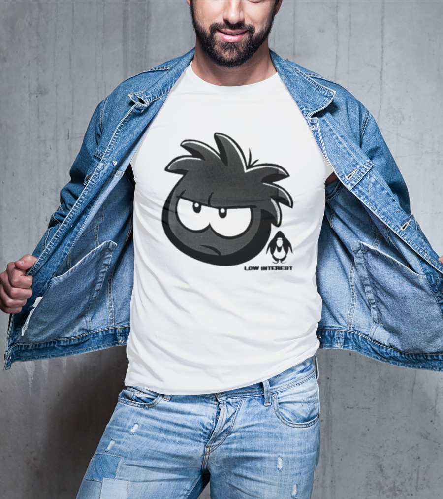 Low Interest Puffle Grumpy Face With Penguin T-Shirt