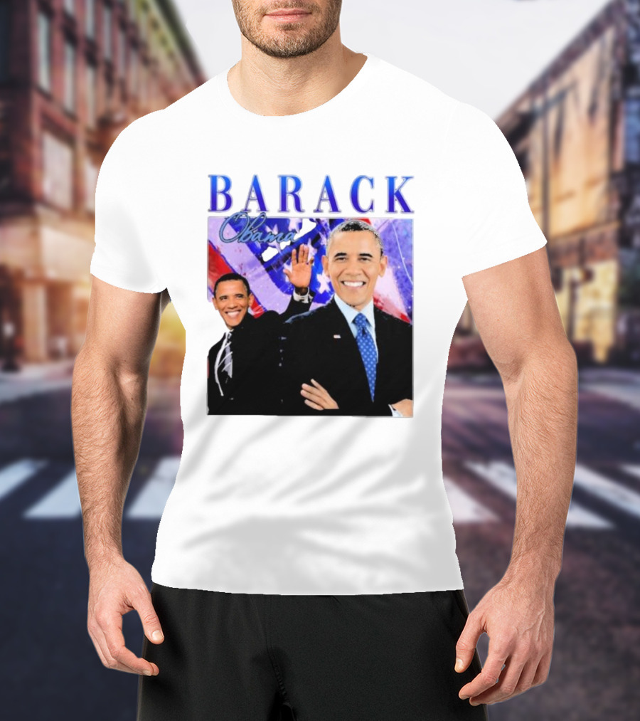 BARACK Obama Smiling Pose With Patriotic Background T-Shirt
