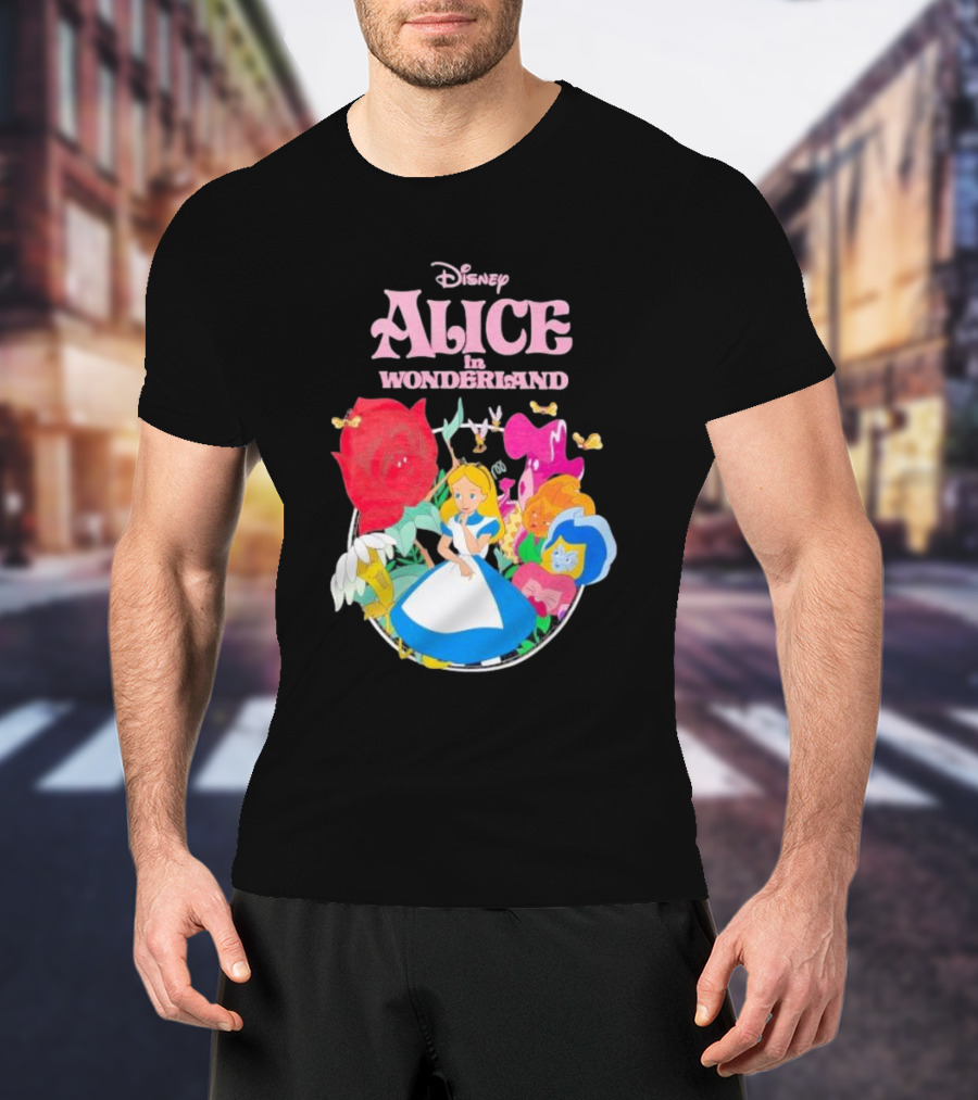 Disney Alice In Wonderland Flowers And Characters Classic T-Shirt