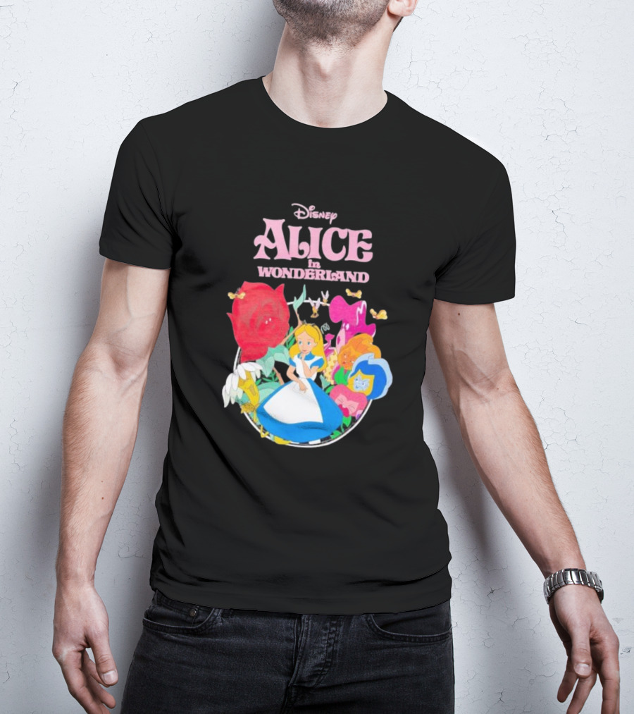 Disney Alice In Wonderland Flowers And Characters Classic T-Shirt