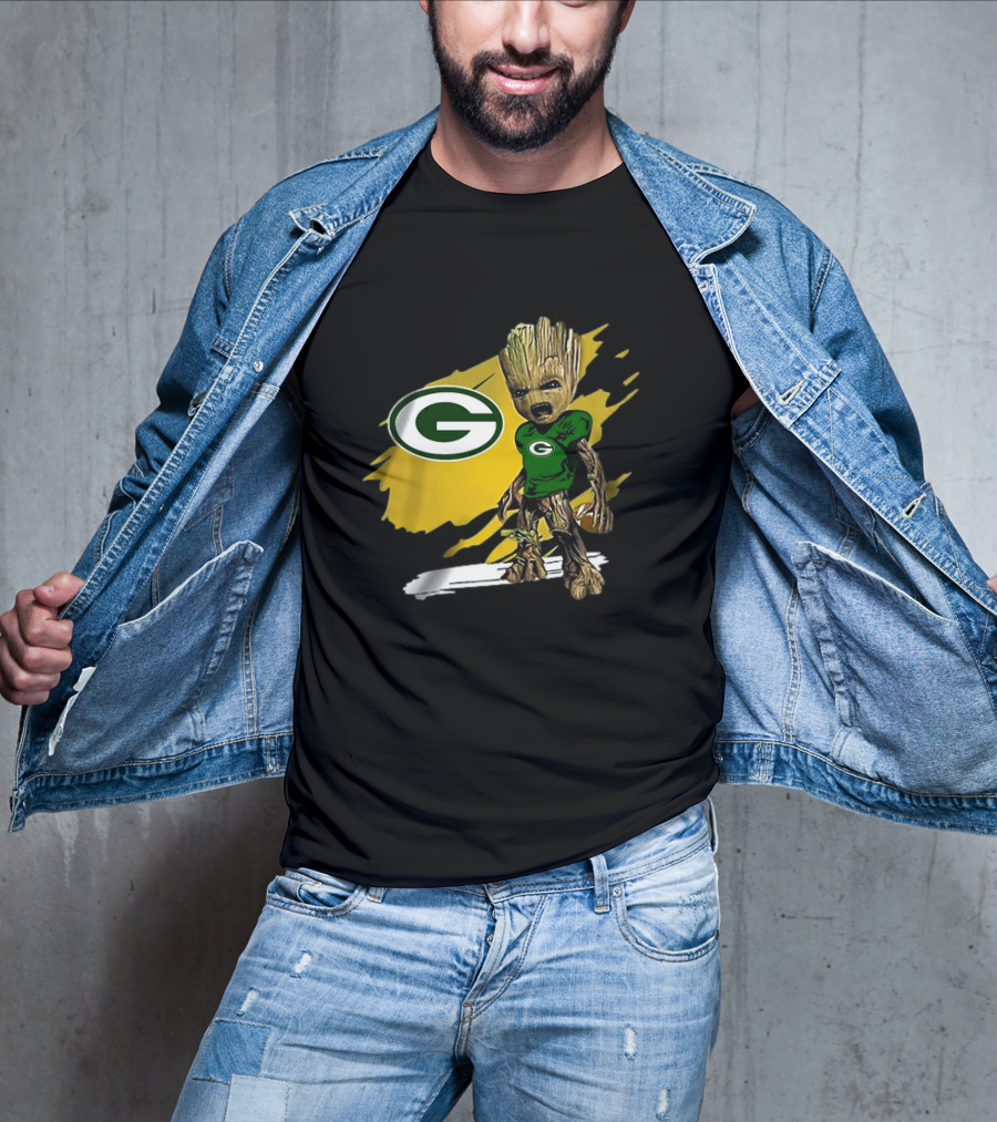 Baby Groot Green Bay Packers Football Fan T-Shirt