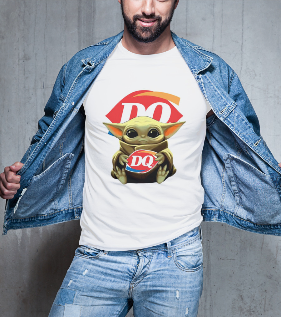 Baby Yoda With DQ Logo Hug T-Shirt