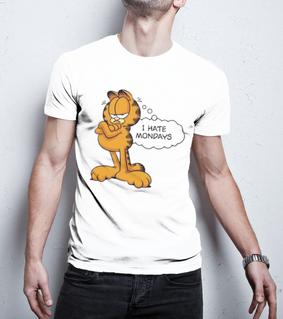 Garfield Comic Character Stating I Hate Mondays With Crossed Arms T-Shirt
