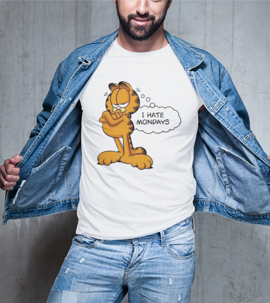 Garfield Comic Character Stating I Hate Mondays With Crossed Arms T-Shirt