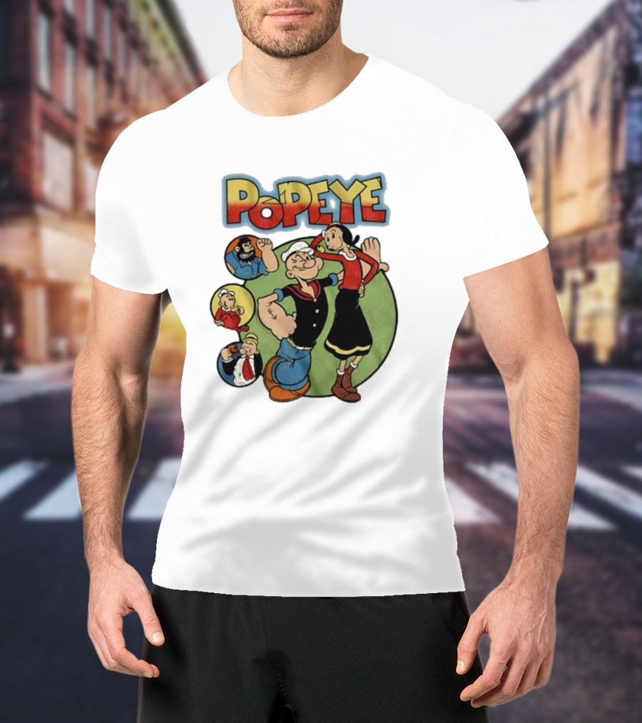 Popeye Olive Oyl Bluto Wimpy Cartoon Classic Characters T-Shirt