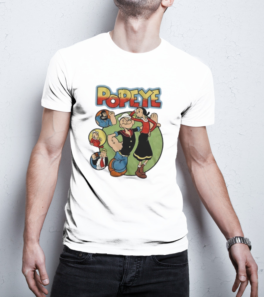 Popeye Olive Oyl Bluto Wimpy Cartoon Classic Characters T-Shirt