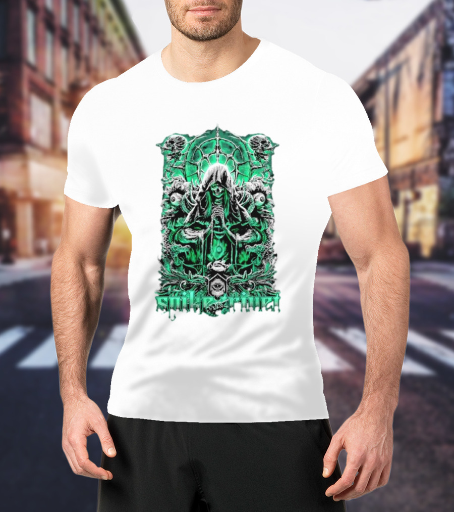 Soul Taker Spike Trivet Green Hooded Figure With Ornate Gothic T-Shirt