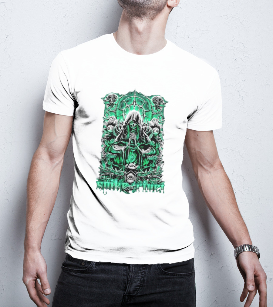Soul Taker Spike Trivet Green Hooded Figure With Ornate Gothic T-Shirt