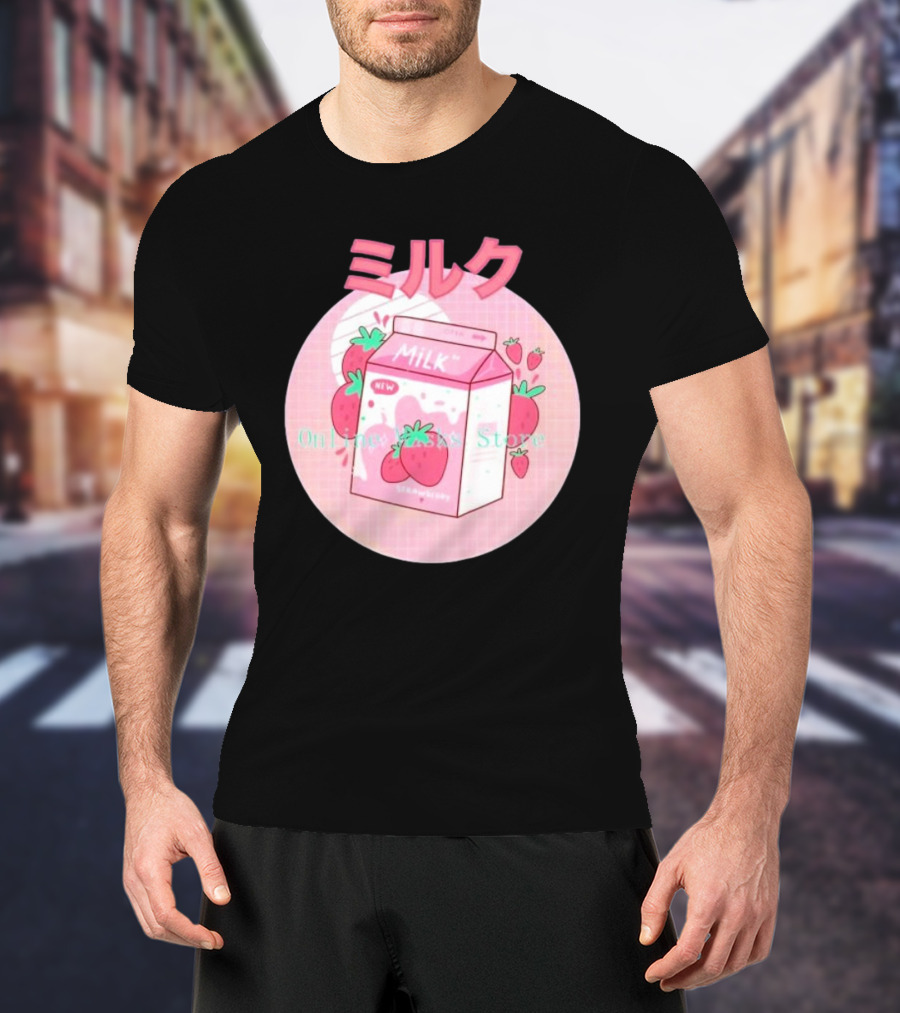 Strawberry Pink Milk Carton 90s ミルク Online Store T-Shirt
