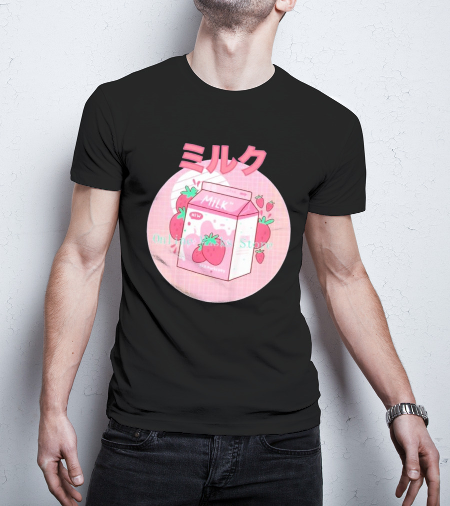 Strawberry Pink Milk Carton 90s ミルク Online Store T-Shirt