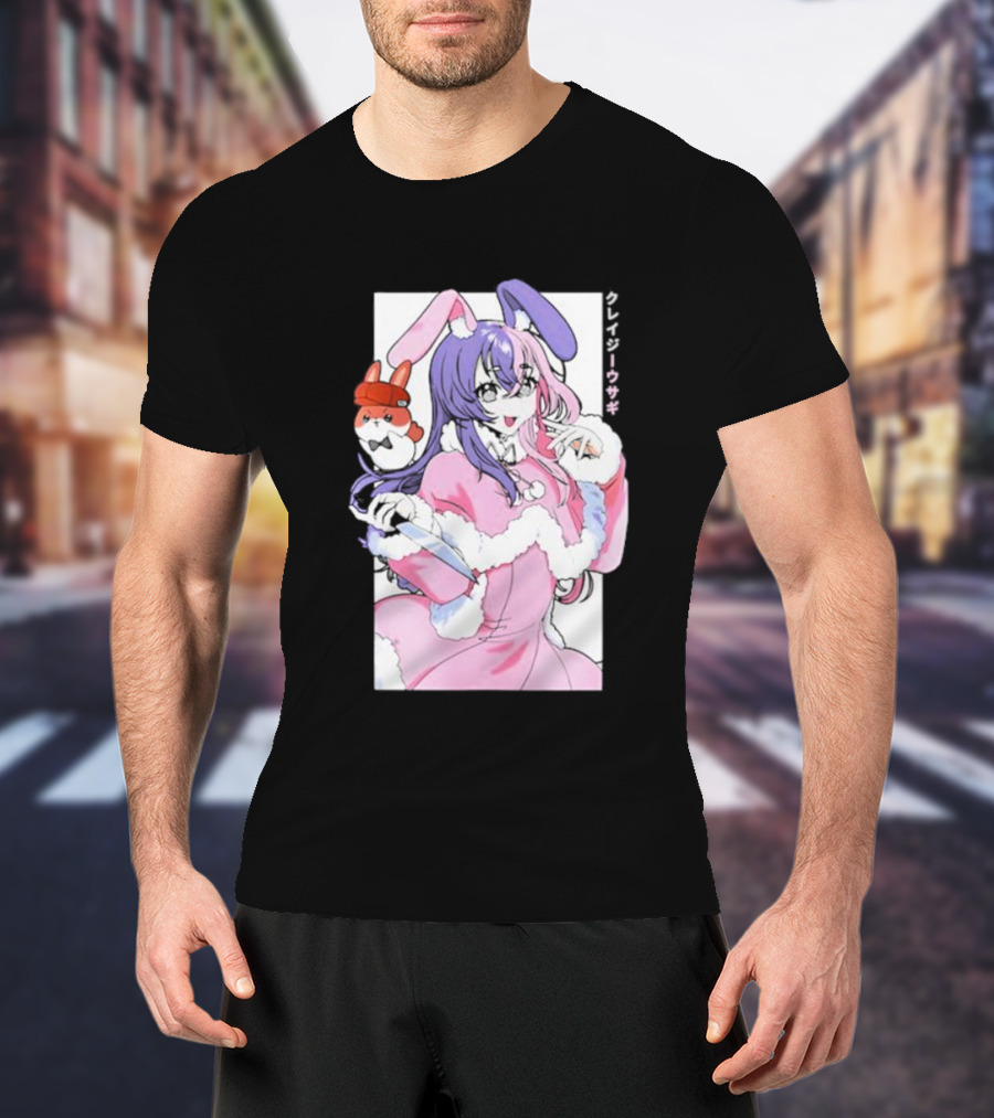 Punkalopi Gamer Supps クレイジーウサギ Bunny Anime Character T-Shirt