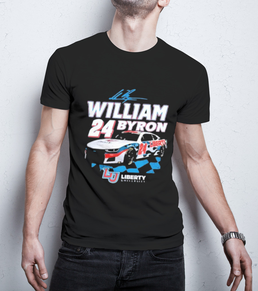 William Byron 24 Liberty University Race Car LU Signature T-Shirt