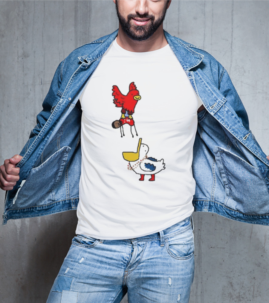 Atlanta Hawks Trade Dejounte Murray Featuring Cartoon Red Hawk Flying Over Pelican T-Shirt