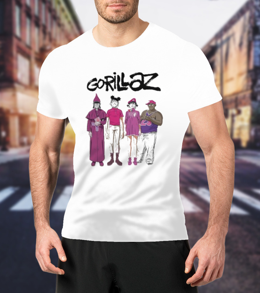 Gorillaz Cracker Island Group In Pink Outfits T-Shirt