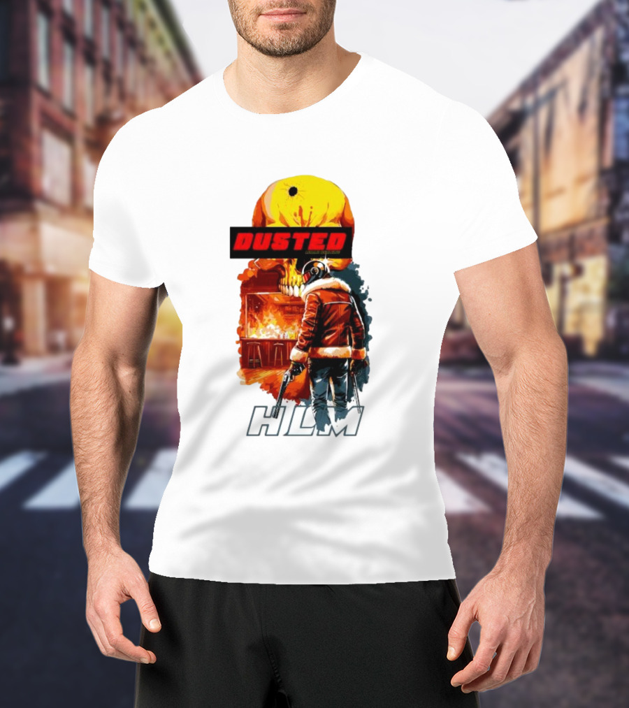 Dusted Miami Burnine Hlm Flame Skull Pilot Jacket Guns T-Shirt