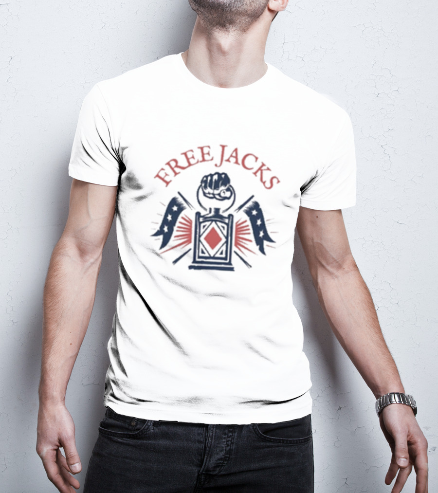 Free Jacks Fist With Stars And Flags Rugby Emblem New England T-Shirt
