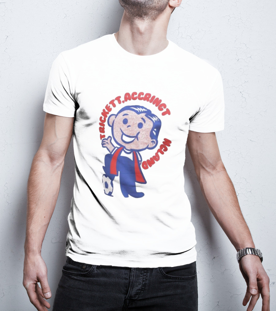 Trickett Accrington England Soccer Boy Cartoon Character T-Shirt