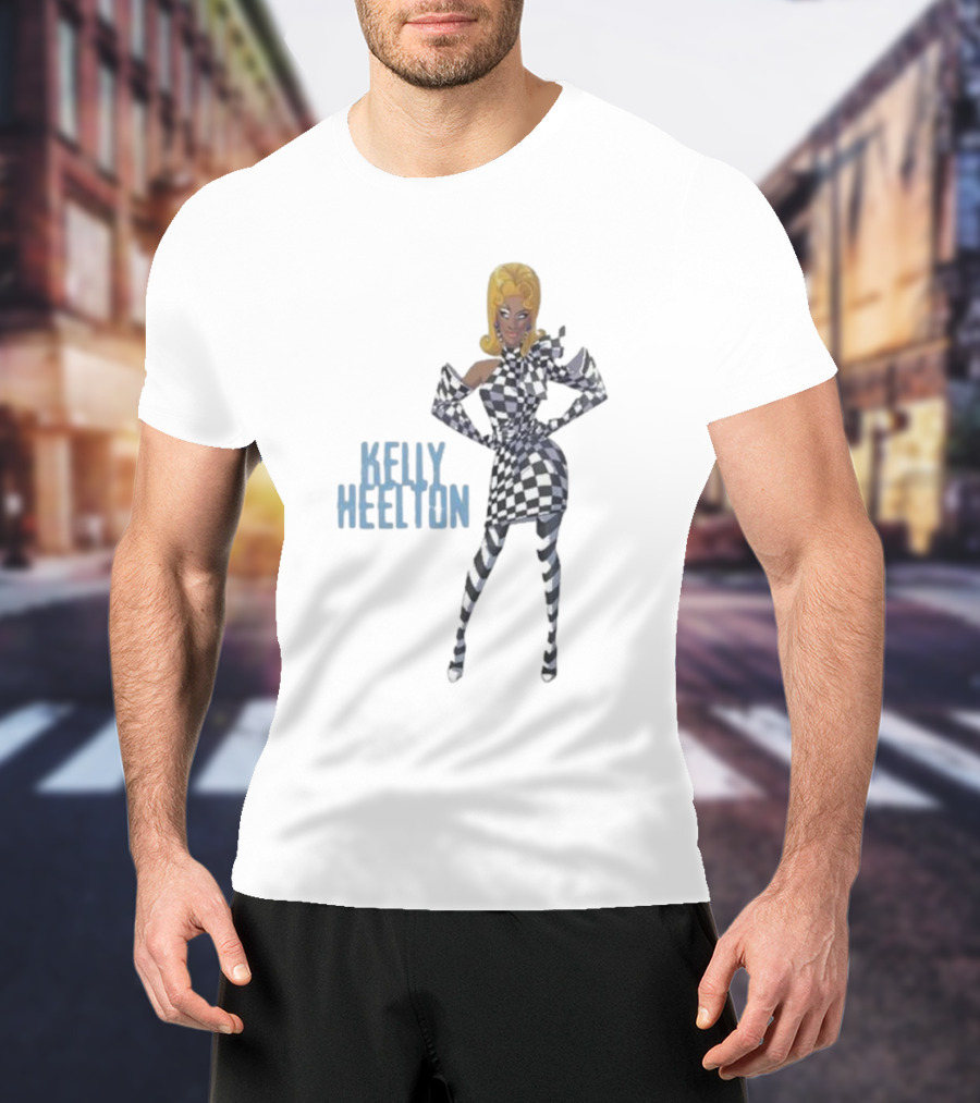 Kelly Heelton Cartoon Collection Checkered T-Shirt