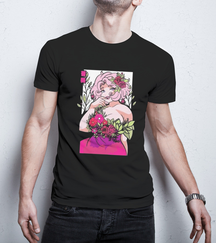 Ph1lza Game Supp Floral Anime Character T-Shirt