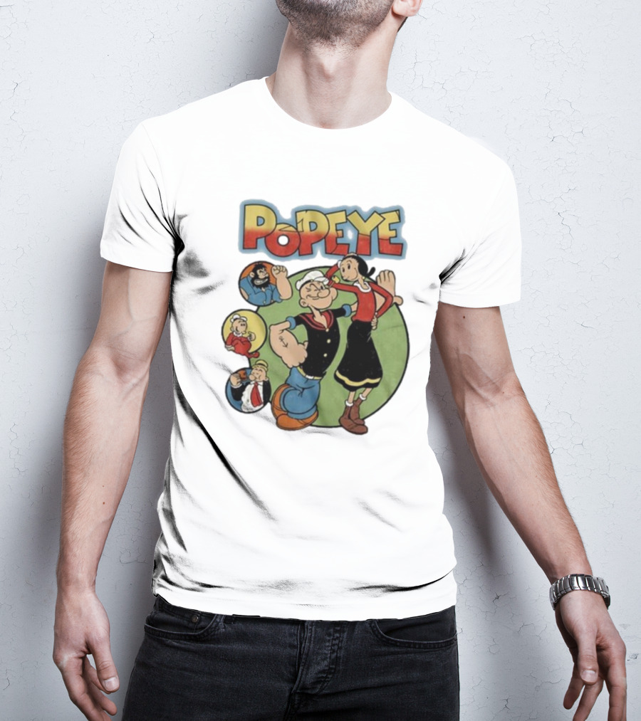 Popeye And Olive Oyl Cartoon Characters Sailor Spinach Classic Animation T-Shirt