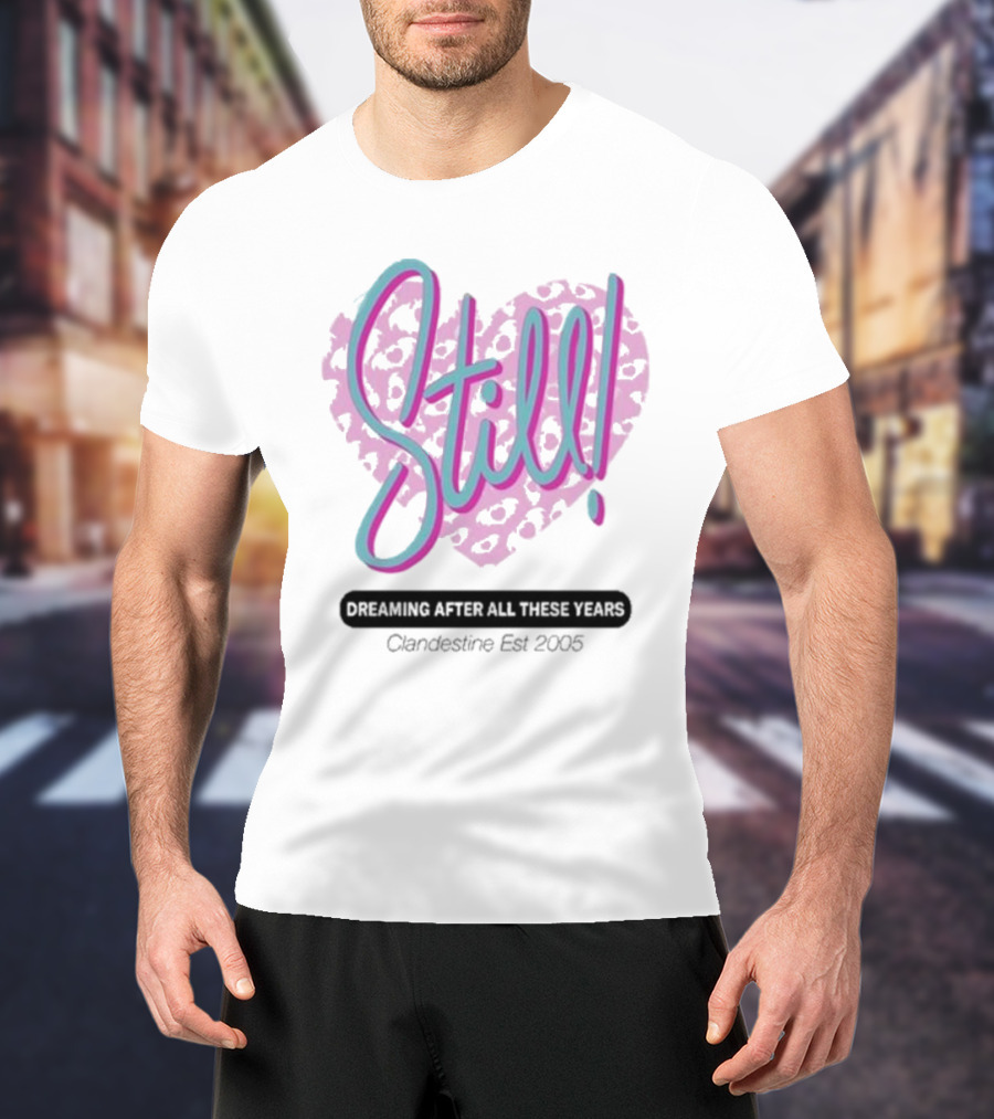 Still Dreaming After All These Years Clandestine Est 2005 Leopard Print Heart T-Shirt