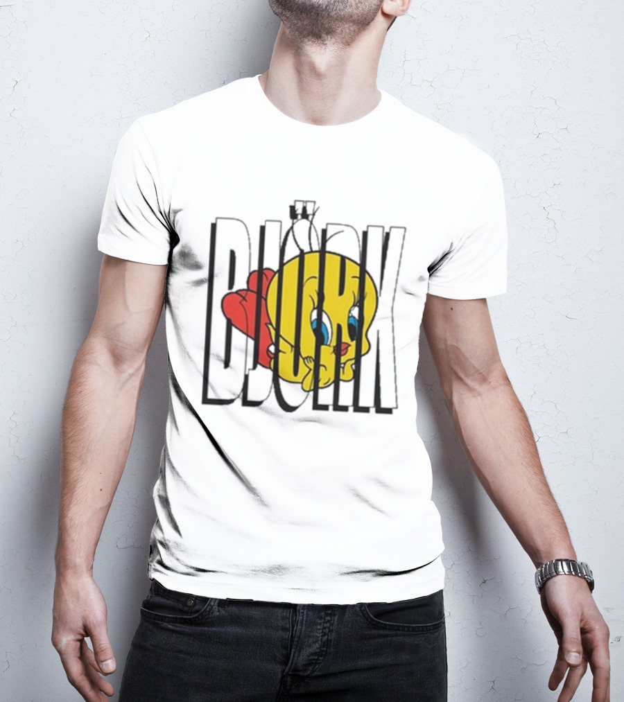 Lxix Apparel Tweety Bjork Bold Cartoon Contrast T-Shirt