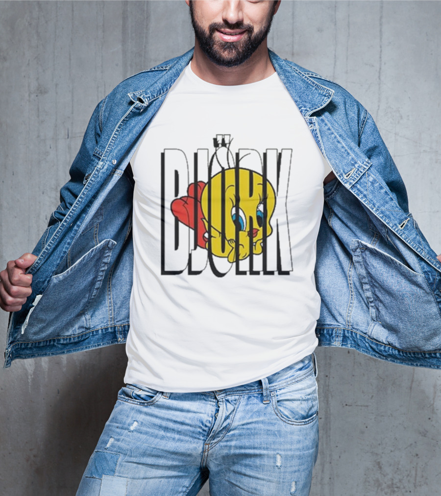 Lxix Apparel Tweety Bjork Bold Cartoon Contrast T-Shirt
