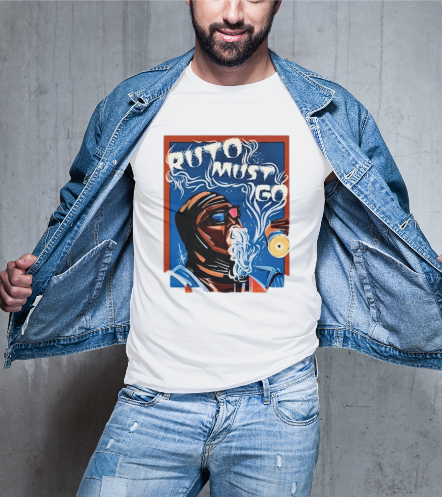 Ruto Must Go Bold Illustration With Smoking Character T-Shirt