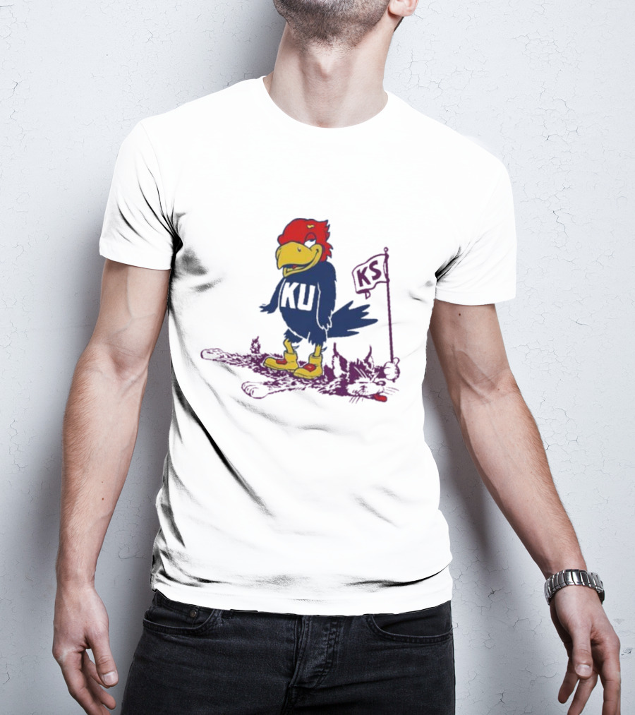 Kansas Jayhawks KU Vintage Rare Rivalry KS Mascot T-Shirt