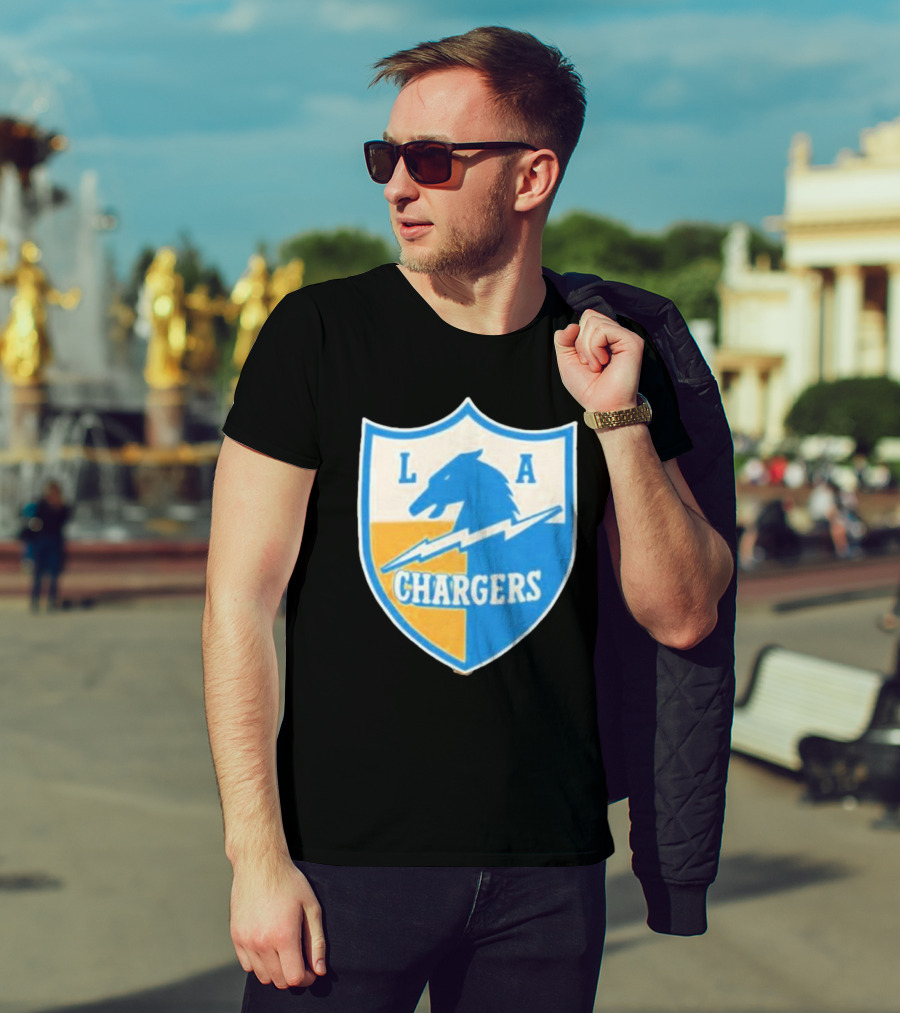 Los Angeles Chargers 1961 Vintage Logo Shield With Horse And Bolt T-Shirt