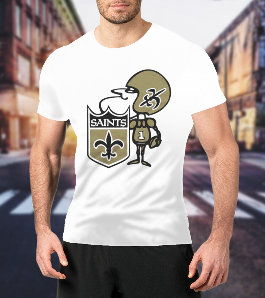 New Orleans Saints 1967 Alt Logo Fleur-de-Lis Football Player T-Shirt