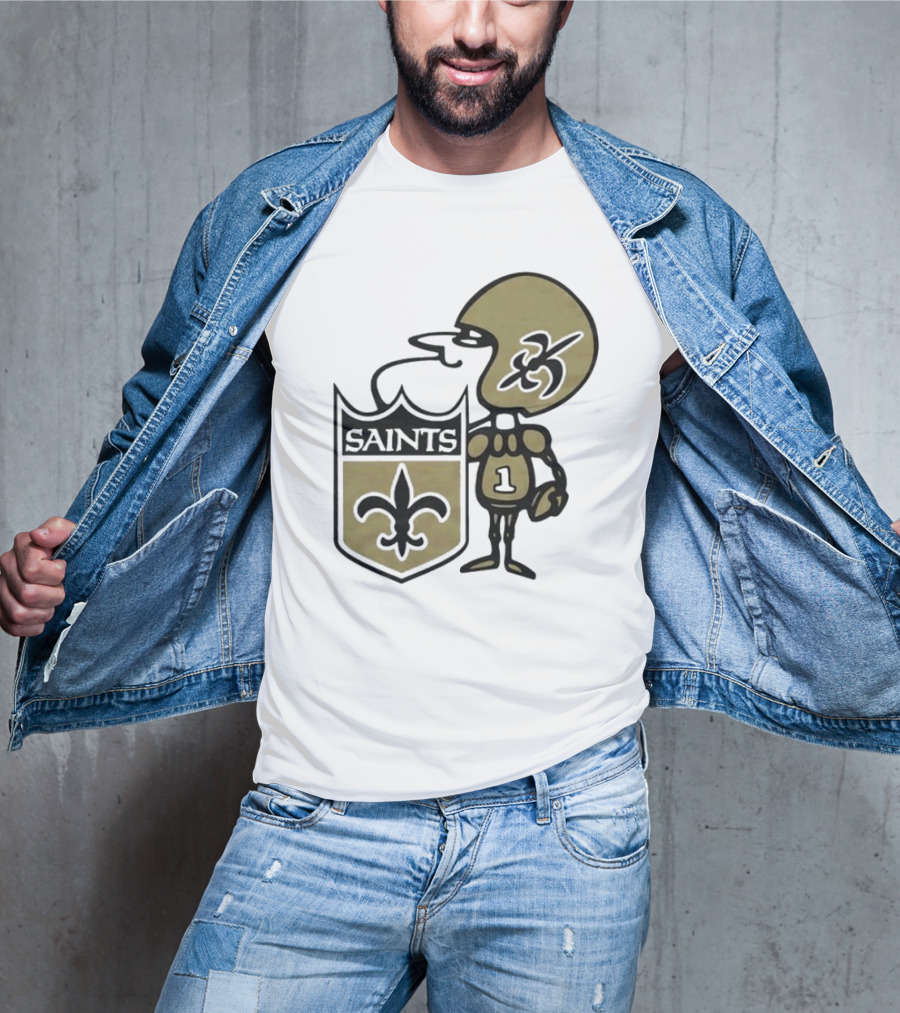 New Orleans Saints 1967 Alt Logo Fleur-de-Lis Football Player T-Shirt