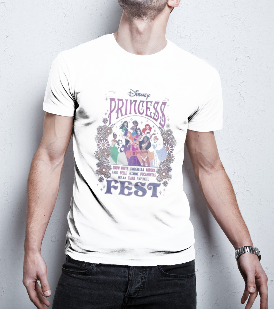Disney Princess Fest Snow White Cinderella Aurora Ariel Belle Jasmine Pocahontas Mulan Tiana Rapunzel T-Shirt