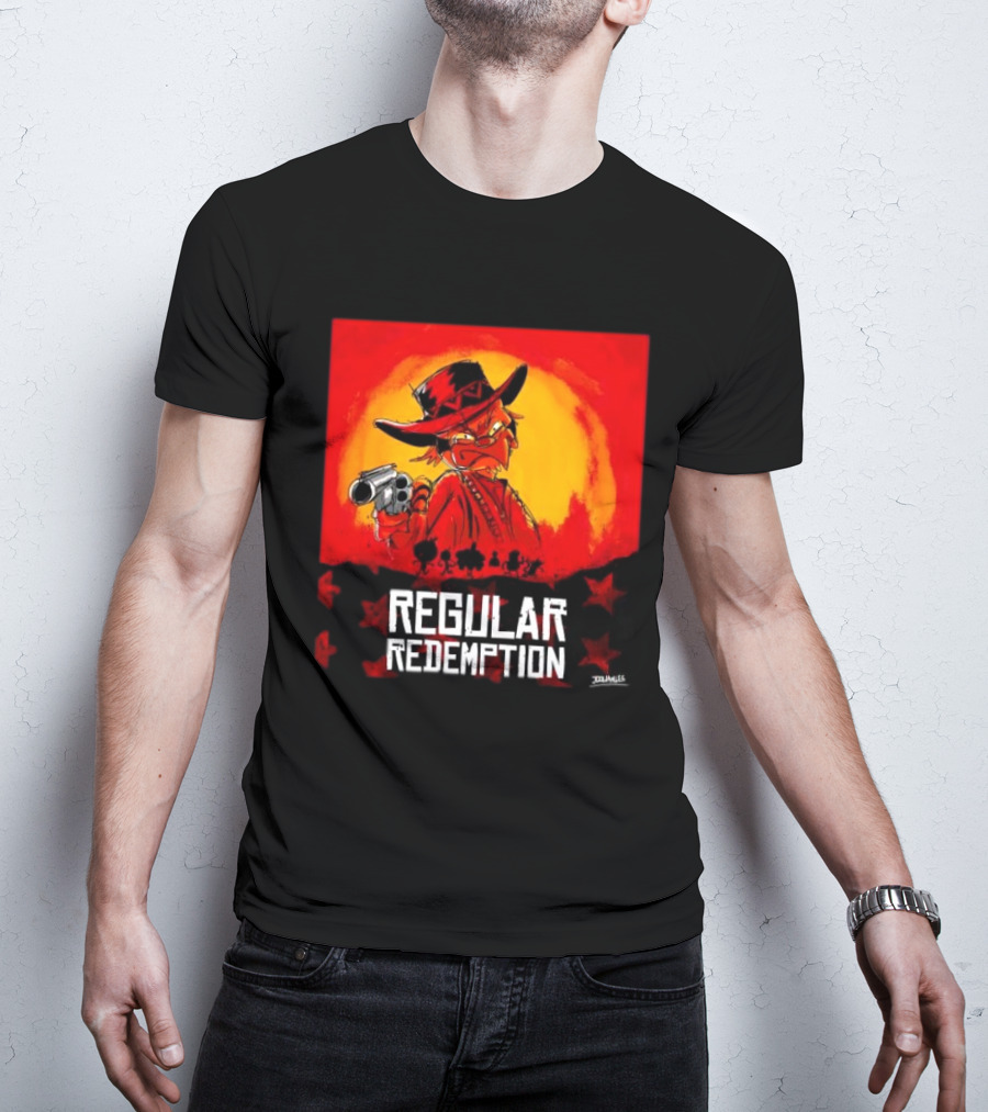 Regular Redemption Cartoon Cowboy Western Gunman T-Shirt