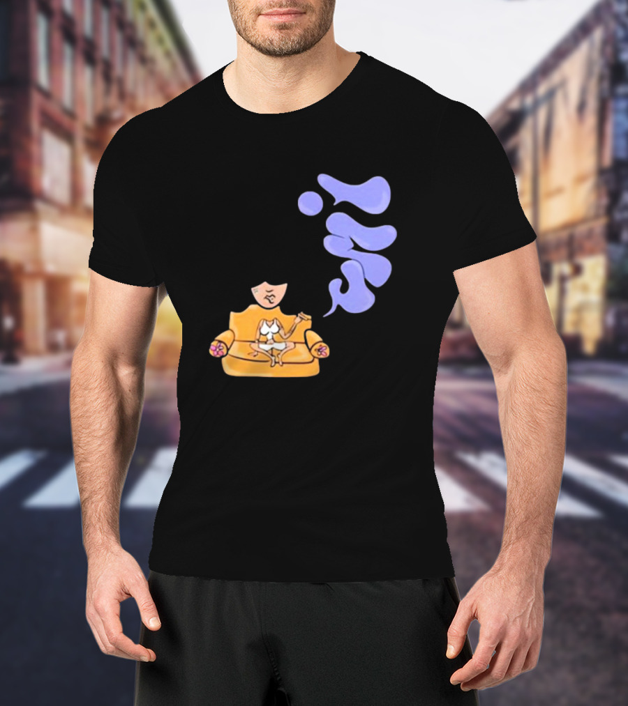 Umi Sitting On Couch With Whoisumi Stylized Smoke T-Shirt