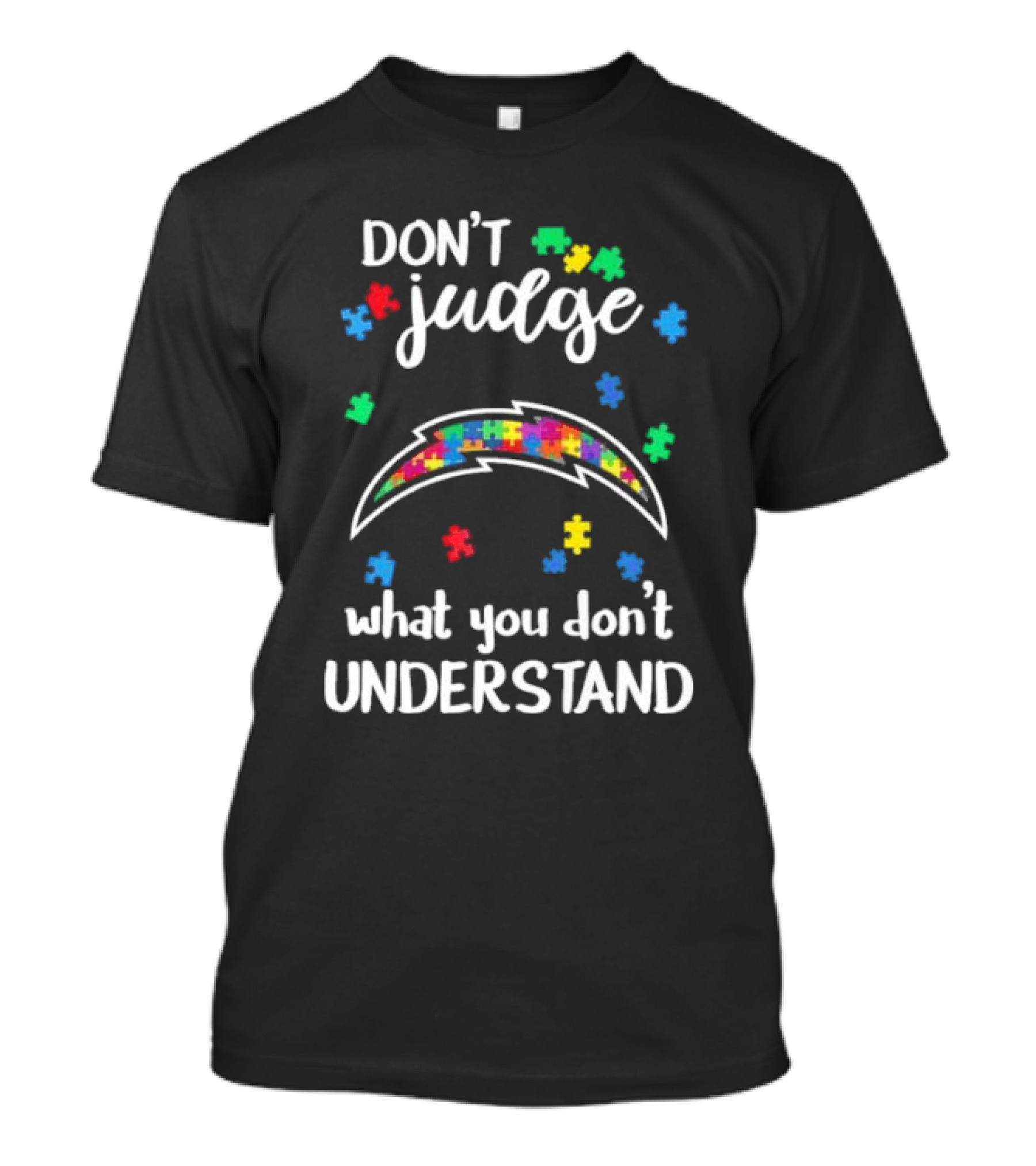 Los Angeles Chargers Don’t Judge What You Don’t Understand Autism Puzzle T-Shirt
