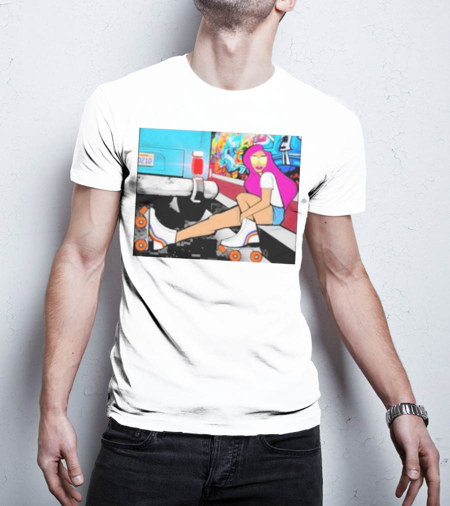Tasha Vibrant Roller Skating Cali Street Art Vibe T-Shirt