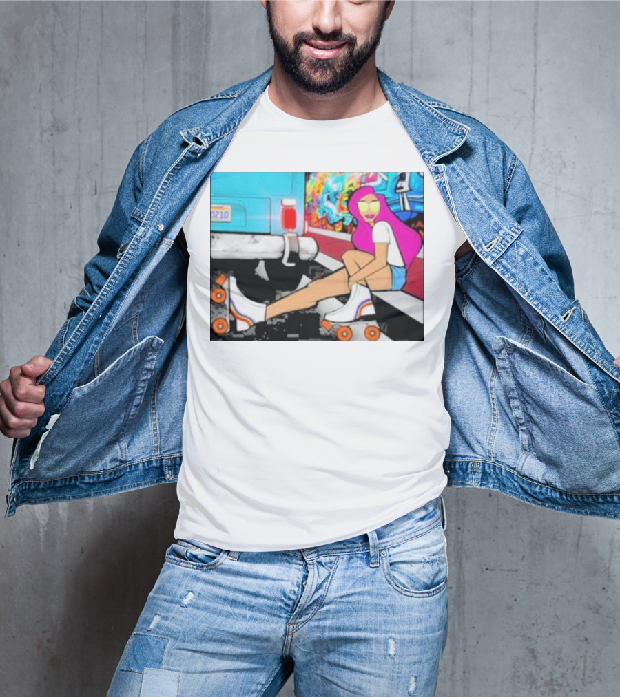 Tasha Vibrant Roller Skating Cali Street Art Vibe T-Shirt