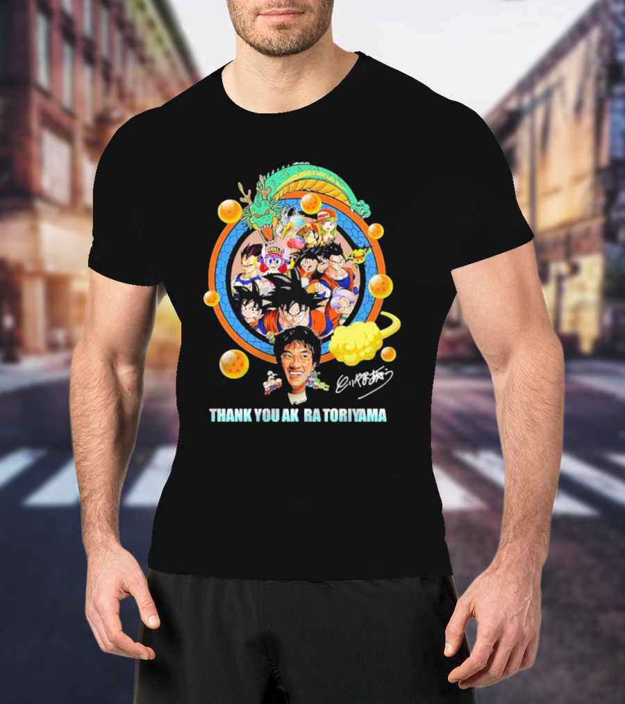 Thank You Akira Toriyama Dragon Ball Characters And Shenron With Dragon Balls T-Shirt
