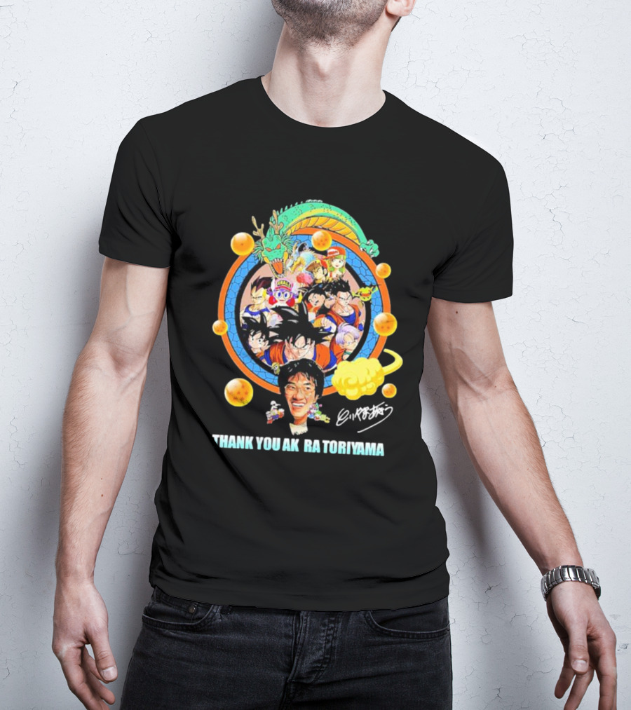 Thank You Akira Toriyama Dragon Ball Characters And Shenron With Dragon Balls T-Shirt