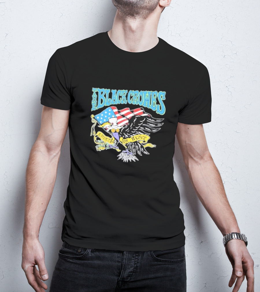 The Black Crowes Amorica Or Bust Eagle With American Flag Wings T-Shirt
