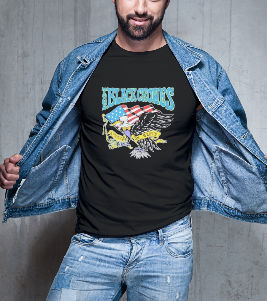 The Black Crowes Amorica Or Bust Eagle With American Flag Wings T-Shirt