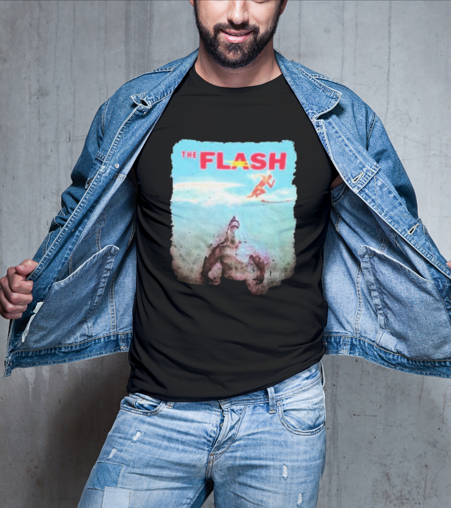 The Flash Running Above King Shark In Ocean T-Shirt