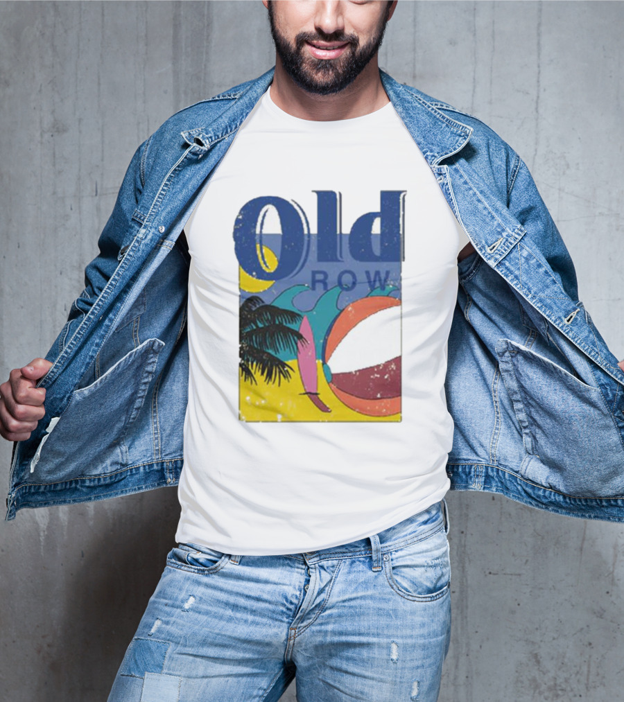 Old Row Beach Scene With Palm Trees And Beach Ball T-Shirt