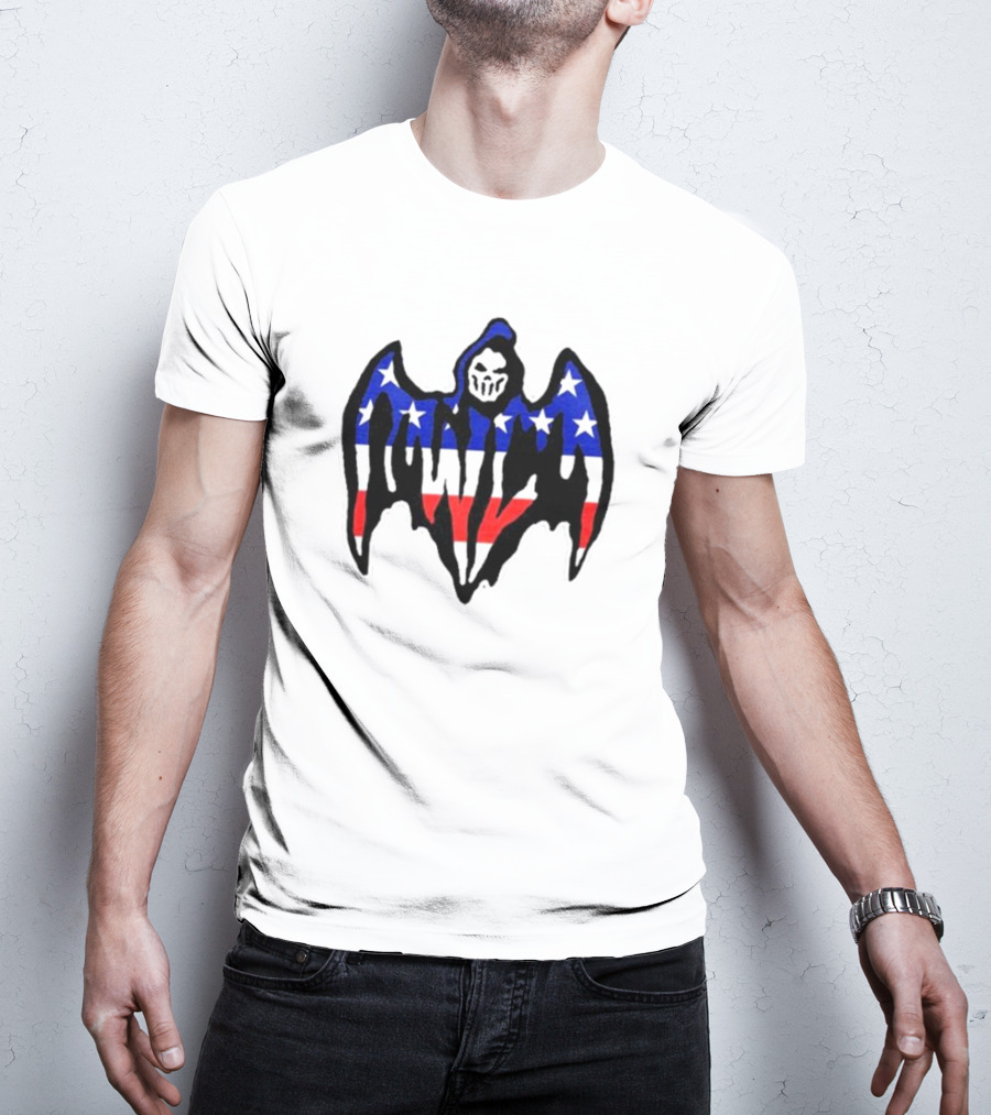 Warren Lotas Patriotic Stars And Stripes Winged Skull T-Shirt