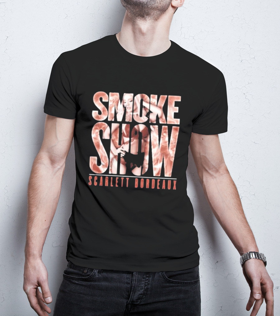SMOKE SHOW SCARLETT BORDEAUX Text And Image Combination T-Shirt